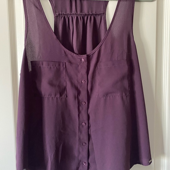 Garage - Plum Sheer Button Down Blouse - Picture 8 of 12